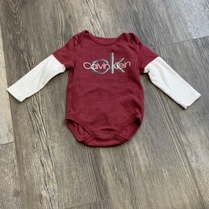 Calvin Klein Burgundy and Cream Baby Bodysuit